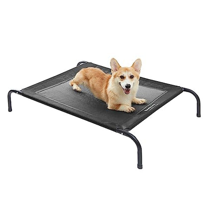 Bedsure Elevated Raised Cooling Cots Bed for Large Dogs, Portable Indoor & Outdoor Pet Hammock with Skid-Resistant Feet, Frame with Breathable Mesh, Grey, 49 inches