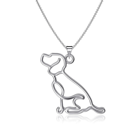 Beagle Pendant Necklace - Platinum over 925 Solid Sterling Silver, 18 Inch Rope Chain, Hypoallergenic Jewelry Gifts, Mini Animal Pet and Dog Charms by Dayna Designs