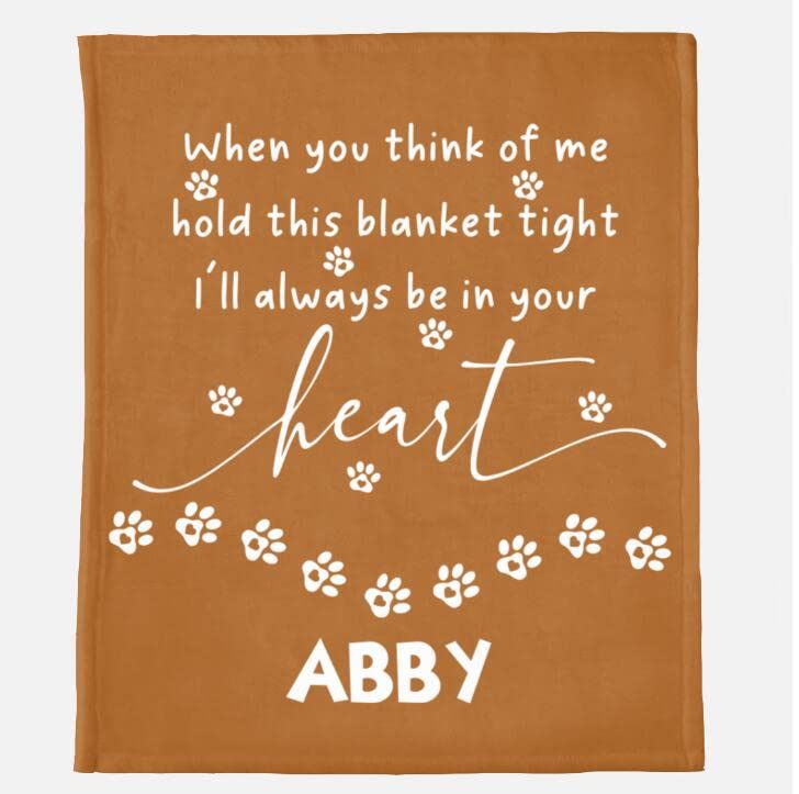 Personalized Pet Memorial Gift Custom Dog Name Throw Blanket with Paw Prints Loss of Dog Sympathy Gift Cat Rememberance Gift Pet Keepsake Pet Condolence (40x60 inches, Sand)