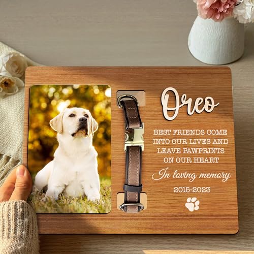 Personalized Dog Collar Memorial Frames, Pet Memorial Frame, Dog Lover Gift