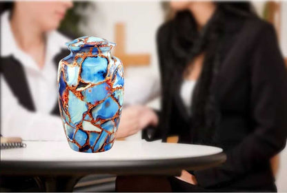 Colored Handcrafted Marble finish Cremation Urn for Ashes