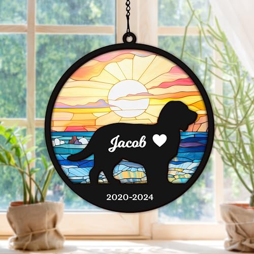 Dog Memorial Suncatcher, Personalized Pet Memorial Suncatcher with Custom Dog Breed and Name, Dog Memorial Gifts For Loss Of Dog, Dog Bereavement Gift SC60