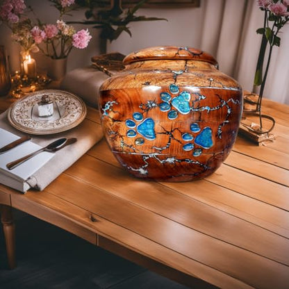 Small Wooden Pet Urns placed on a table