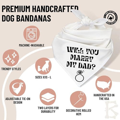 Will You Marry My Dad? Proposal Dog Bandanas, Engagement Dog Bandanas, Pet bandana for proposals (Medium, Will You Marry My Dad?)