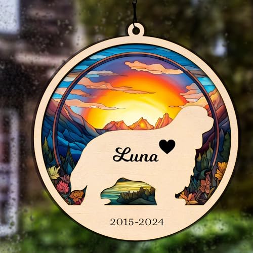 Dog Memorial Suncatcher, Personalized Pet Memorial Suncatcher with Custom Dog Breed and Name, Dog Memorial Gifts For Loss Of Dog, Dog Bereavement Gift SC60