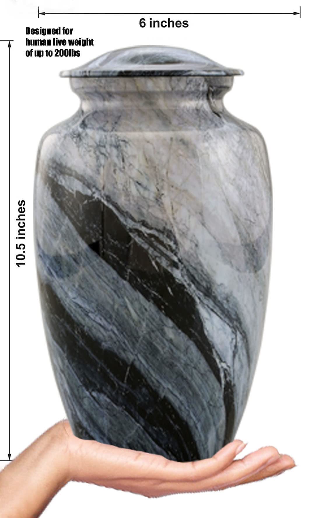 Large 10.5 inch Marble Finish Keepsake Cremation Urn 