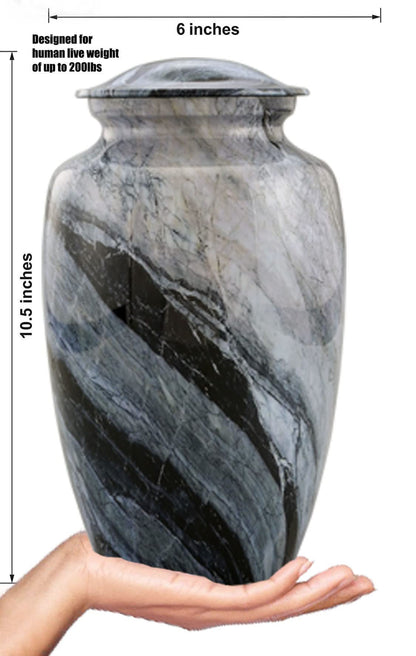 Large 10.5 inch Marble Finish Keepsake Cremation Urn 