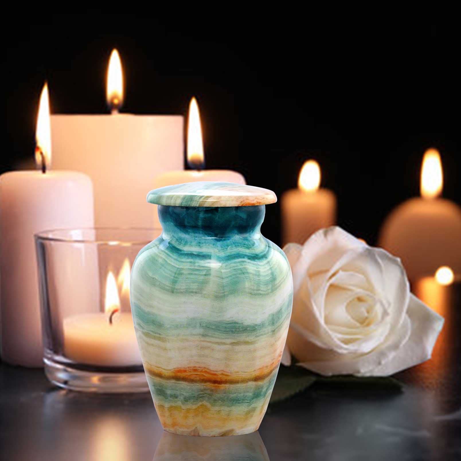 Small Size Marble Finished Keepsake Cremation Urn