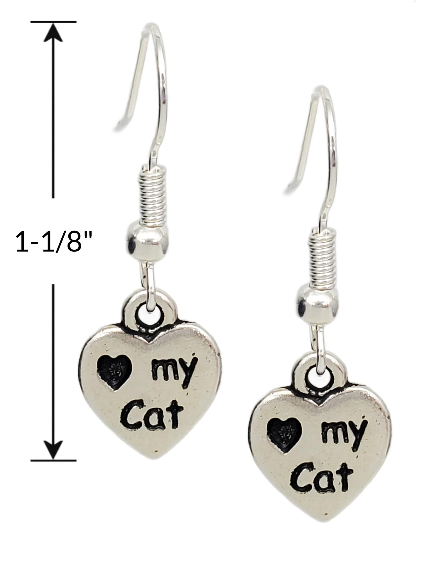 You Left Pawprints on My Heart Pet Dog Cat Memorial Antique Silver Tone Handmade Dangle Earrings