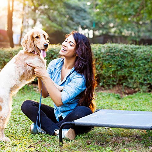 Bedsure Elevated Raised Cooling Cots Bed for Large Dogs, Portable Indoor & Outdoor Pet Hammock with Skid-Resistant Feet, Frame with Breathable Mesh, Grey, 49 inches