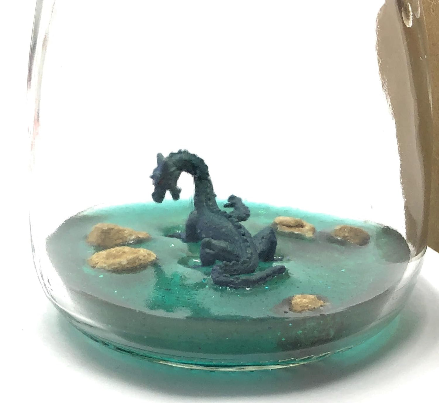 1 Inch Loch Ness Monster Desk Pet Nessie in Glass Jar with Collected in Scotland Tag