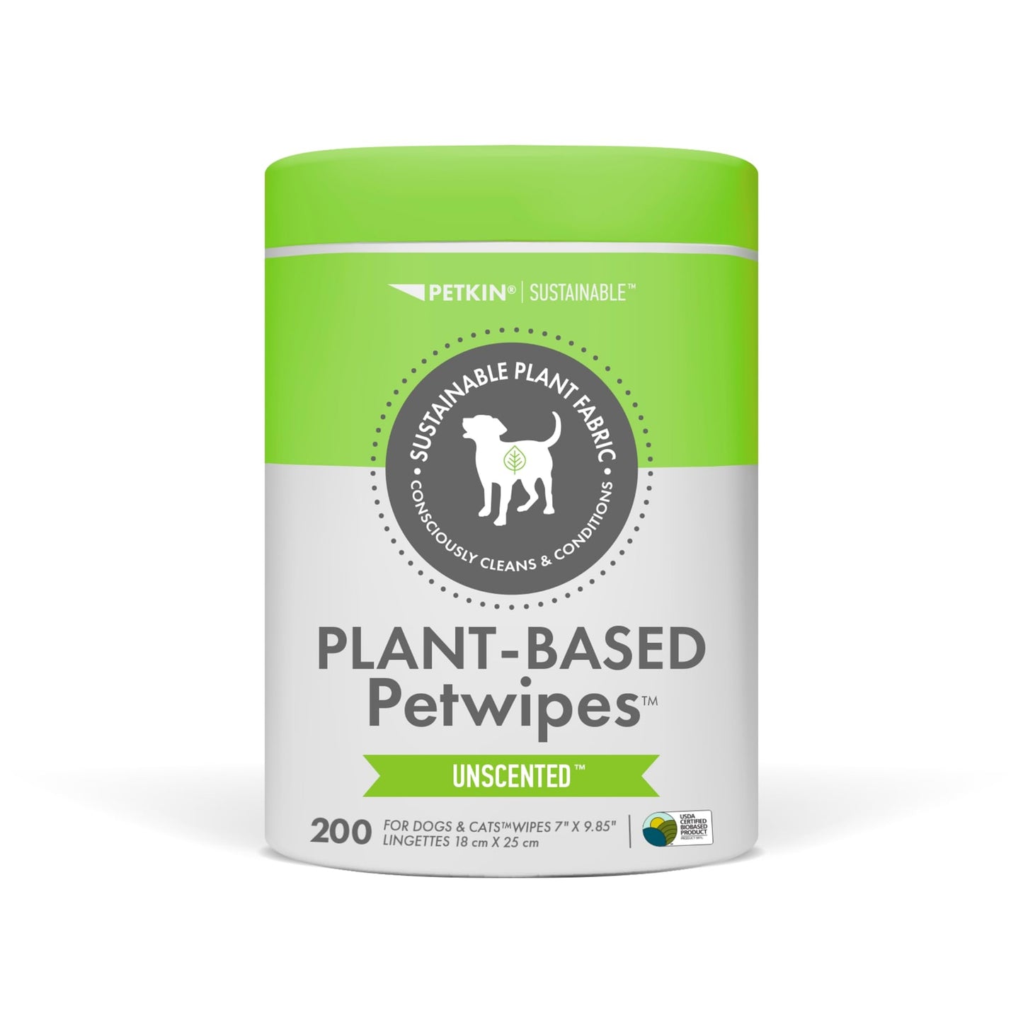 Petkin Plant Based Pet Wipes, 200 Wipes- 6 Count, Unscented