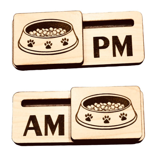 Pet BOWL AM | PM Feed EZSlide Tracker for Dog or Cat (Magnets | Adhesives)