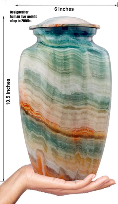 Large Colourful Marble Finish Keepsake Cremation Urn