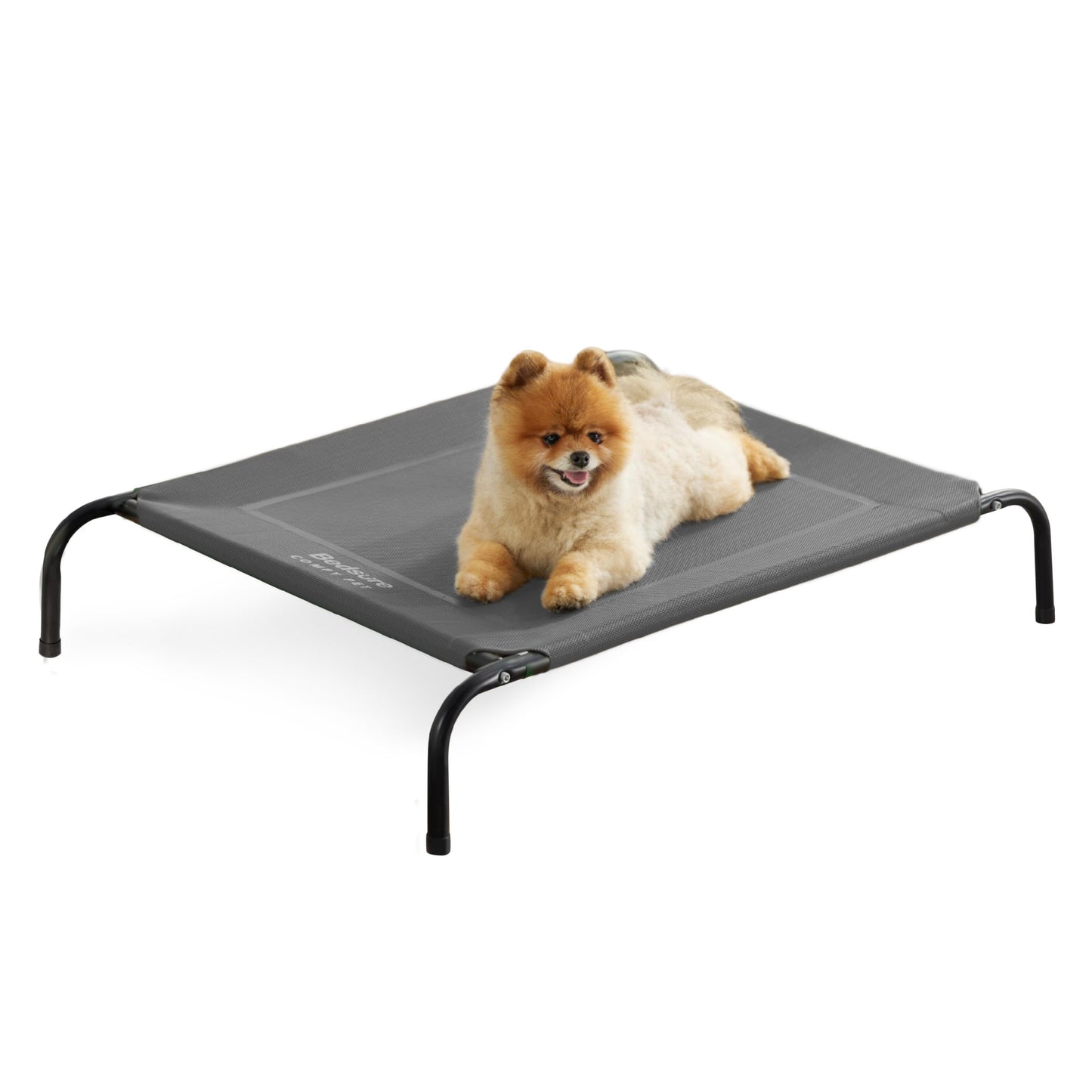 Bedsure Elevated Raised Cooling Cots Bed for Large Dogs, Portable Indoor & Outdoor Pet Hammock with Skid-Resistant Feet, Frame with Breathable Mesh, Grey, 49 inches