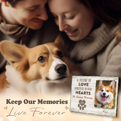 Personalized Pet Memorial Stone, Loss of Dog Sympathy Gift - Customizable Photo Name Memorial Garden Stone, White Headstone Maker, Ideal Dog Passing Away Gifts, Sympathy Gifts for Pet Lovers