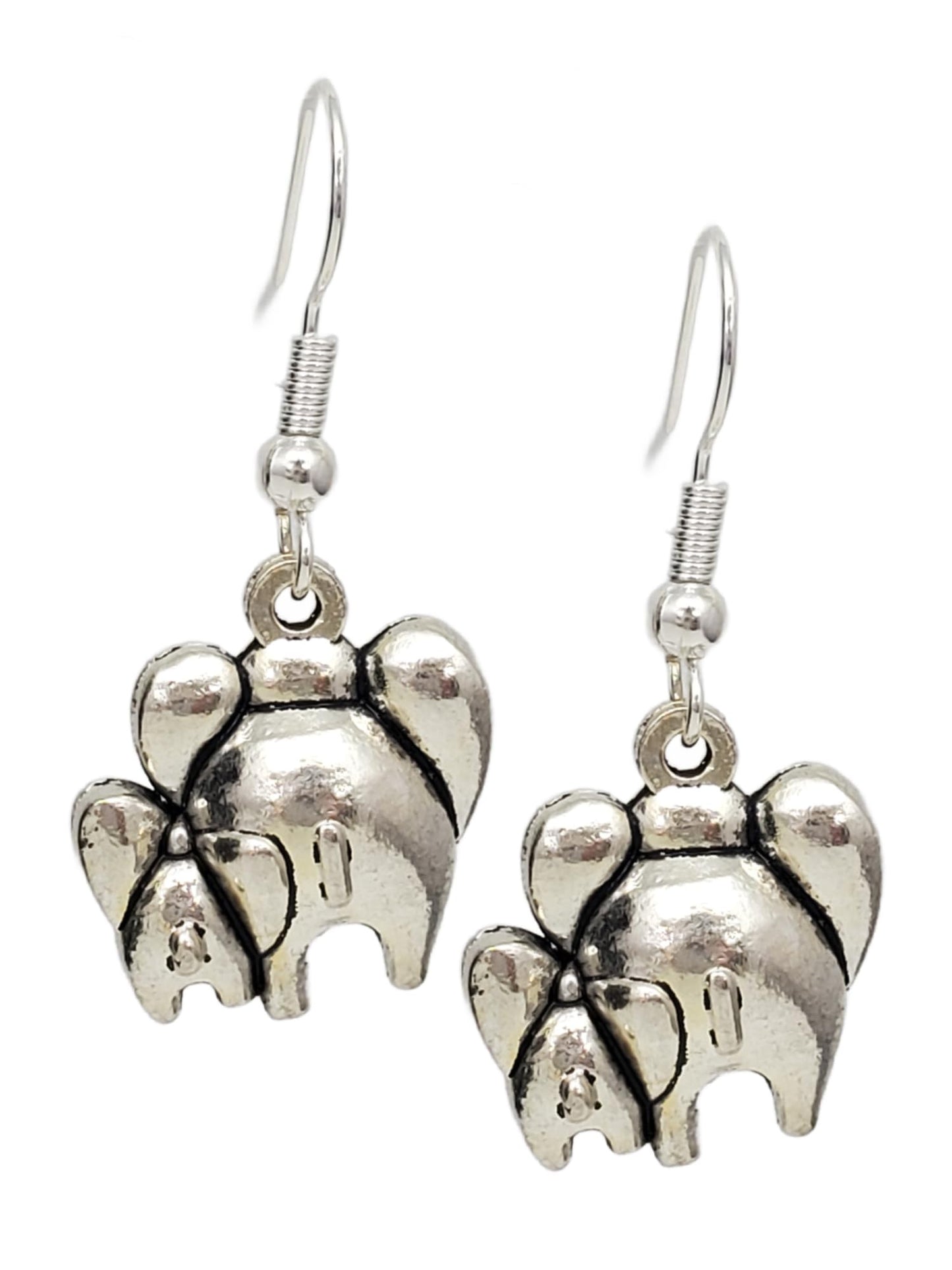 You Left Pawprints on My Heart Pet Dog Cat Memorial Antique Silver Tone Handmade Dangle Earrings