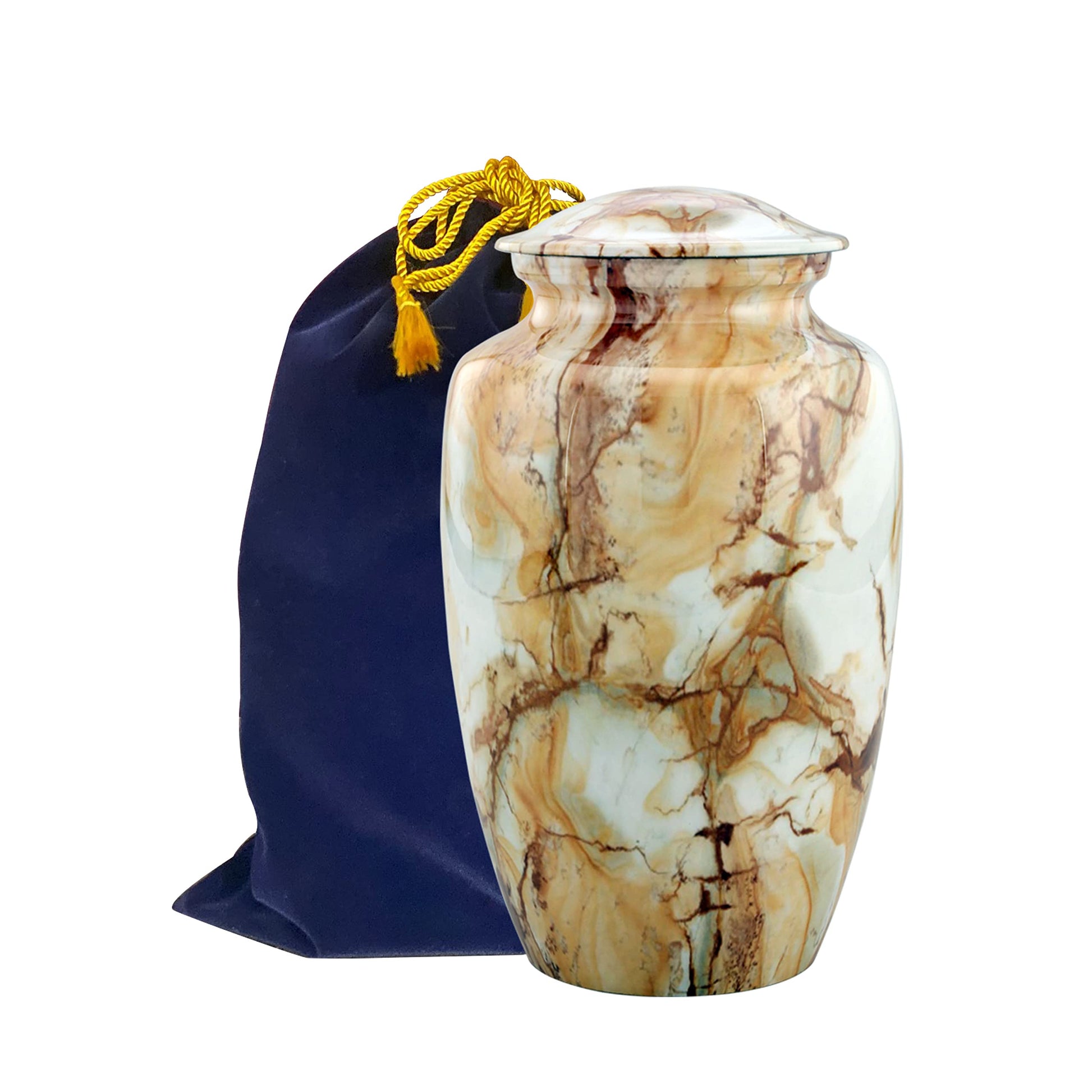 Premium Classic Monalisa Finish Large Cremation Urn with Velvet Bag