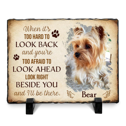 Personalized Pet Memorial Stone, Loss of Dog Sympathy Gift - Customizable Photo Name Memorial Garden Stone, White Headstone Maker, Ideal Dog Passing Away Gifts, Sympathy Gifts for Pet Lovers