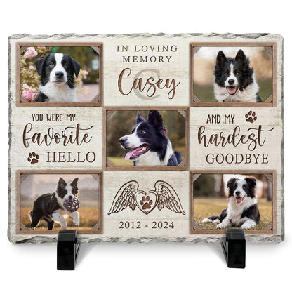 Personalized Pet Memorial Stone, Loss of Dog Sympathy Gift - Customizable Photo Name Memorial Garden Stone, White Headstone Maker, Ideal Dog Passing Away Gifts, Sympathy Gifts for Pet Lovers