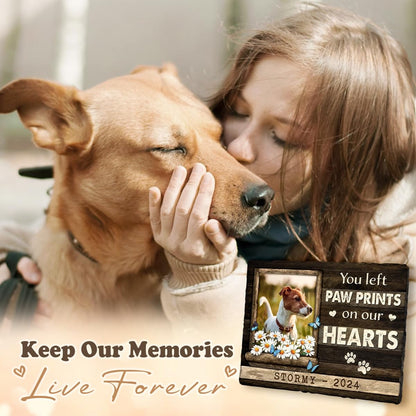 Personalized Pet Memorial Stone, Loss of Dog Sympathy Gift - Customizable Photo Name Memorial Garden Stone, White Headstone Maker, Ideal Dog Passing Away Gifts, Sympathy Gifts for Pet Lovers