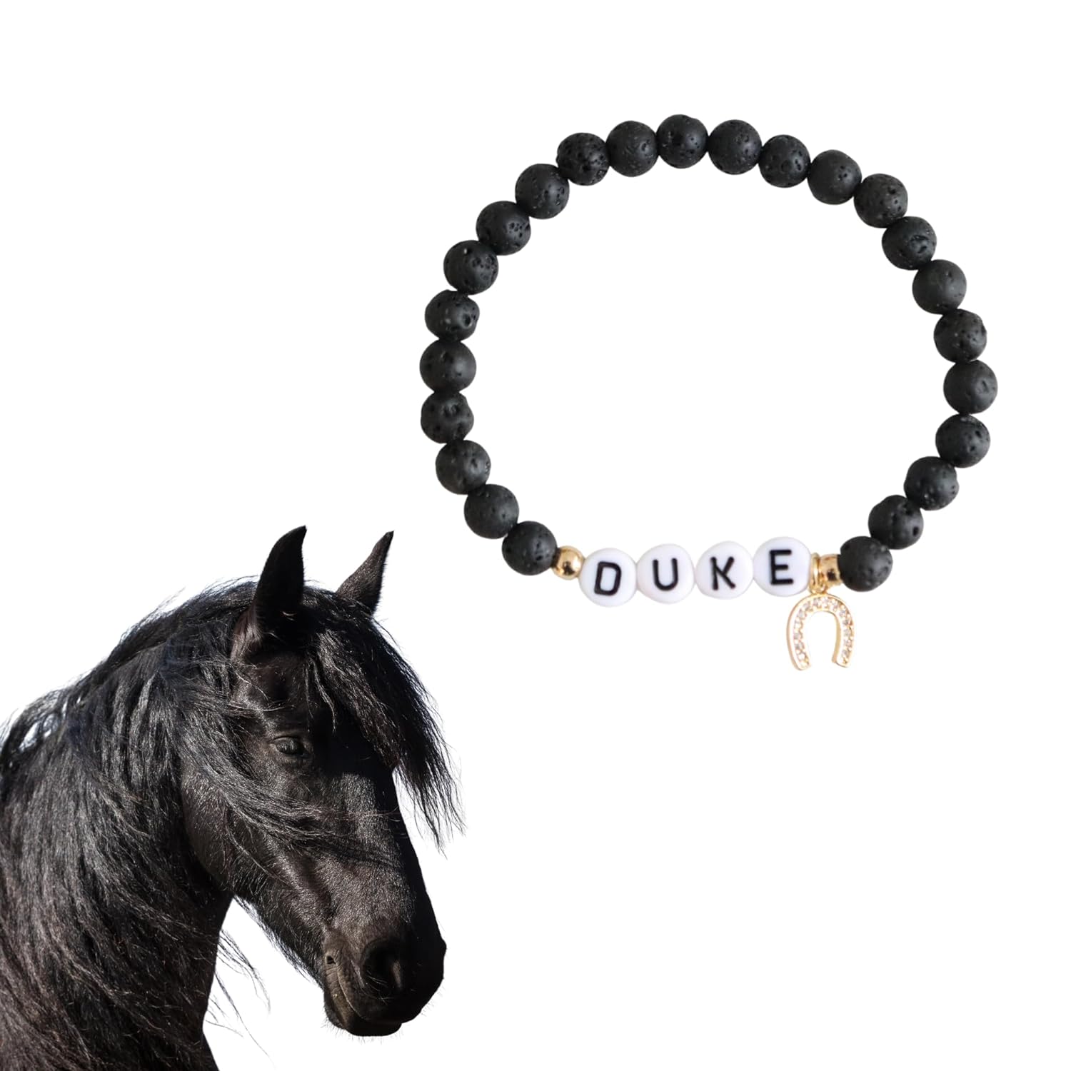 Black Horseshoe Custom Bracelet Pet Sympathy Gifts