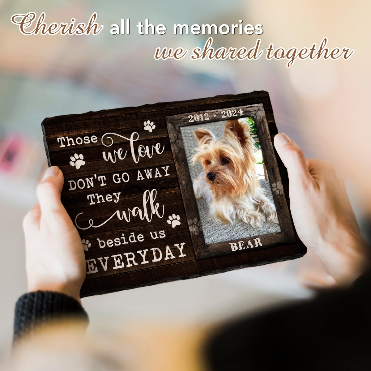 Personalized Pet Memorial Stone, Loss of Dog Sympathy Gift - Customizable Photo Name Memorial Garden Stone, White Headstone Maker, Ideal Dog Passing Away Gifts, Sympathy Gifts for Pet Lovers