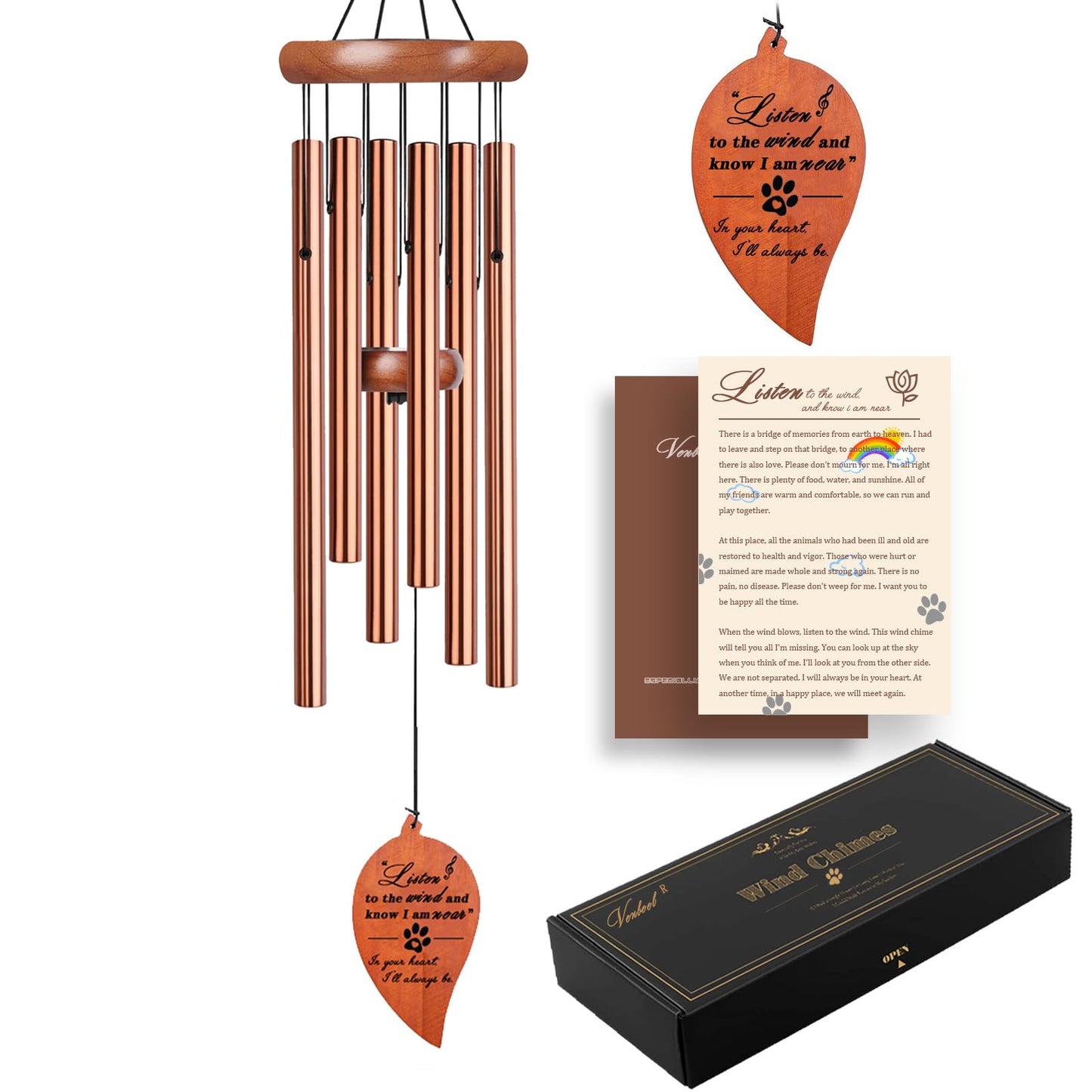 28" Pet Memorial Wind Chimes, Dog Memorial Gifts, Pet Loss Gifts