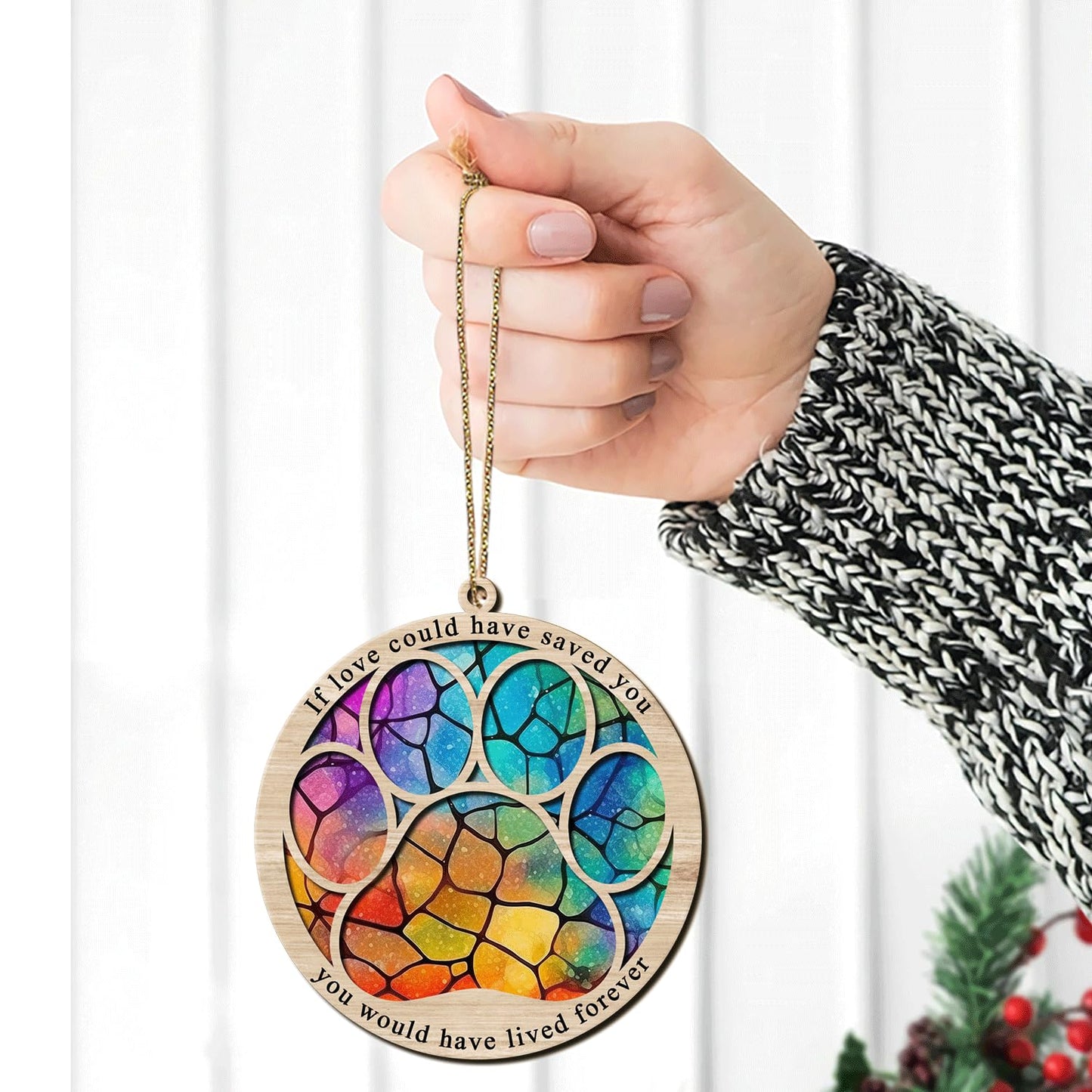 Hyturtle Pet Memorial Suncatcher Gifts for Loss of Dog Cat - Paw Dog Cat Memorial Ornament - Pet Memorial Gifts, Sympathy Remembrance Gifts for Loss of Pet, Pet Memorial Gifts for Christmas