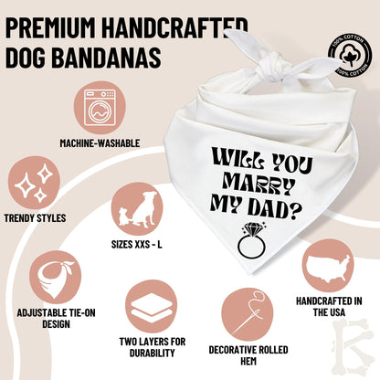 Will You Marry My Dad? Proposal Dog Bandanas, Engagement Dog Bandanas, Pet bandana for proposals (Medium, Will You Marry My Dad?)