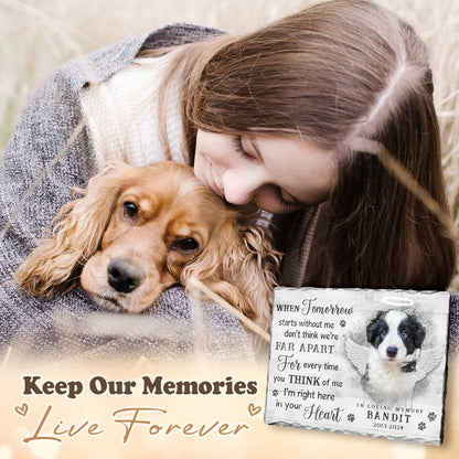 Personalized Pet Memorial Stone, Loss of Dog Sympathy Gift - Customizable Photo Name Memorial Garden Stone, White Headstone Maker, Ideal Dog Passing Away Gifts, Sympathy Gifts for Pet Lovers