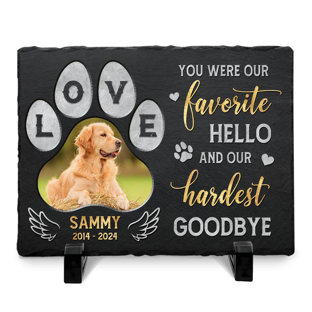 Personalized Pet Memorial Stone, Loss of Dog Sympathy Gift - Customizable Photo Name Memorial Garden Stone, White Headstone Maker, Ideal Dog Passing Away Gifts, Sympathy Gifts for Pet Lovers