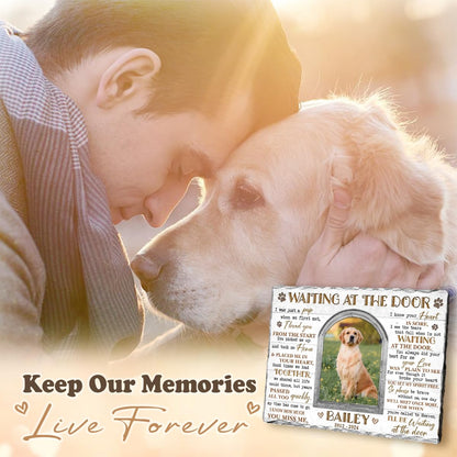 Personalized Pet Memorial Stone, Loss of Dog Sympathy Gift - Customizable Photo Name Memorial Garden Stone, White Headstone Maker, Ideal Dog Passing Away Gifts, Sympathy Gifts for Pet Lovers