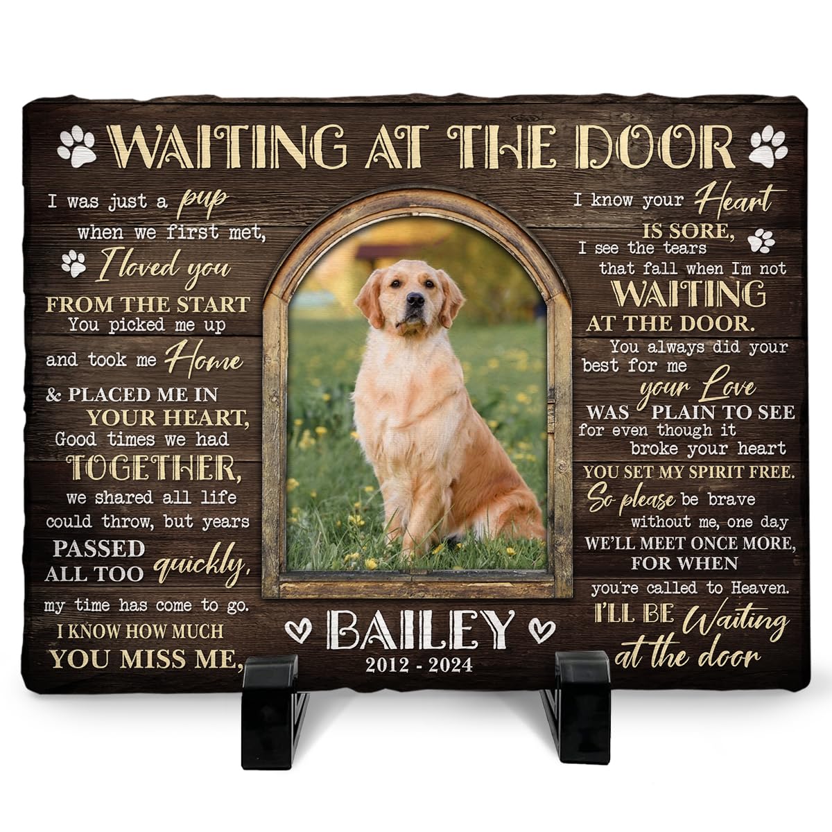 Personalized Pet Memorial Stone, Loss of Dog Sympathy Gift - Customizable Photo Name Memorial Garden Stone, White Headstone Maker, Ideal Dog Passing Away Gifts, Sympathy Gifts for Pet Lovers