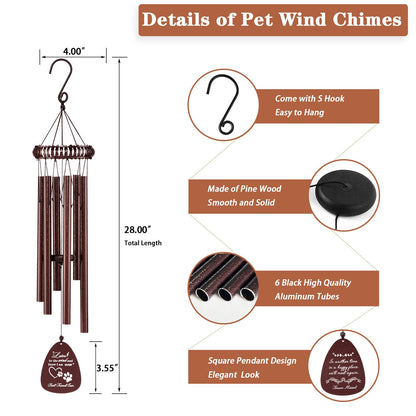 28" Pet Memorial Wind Chimes, Dog Memorial Gifts, Pet Loss Gifts