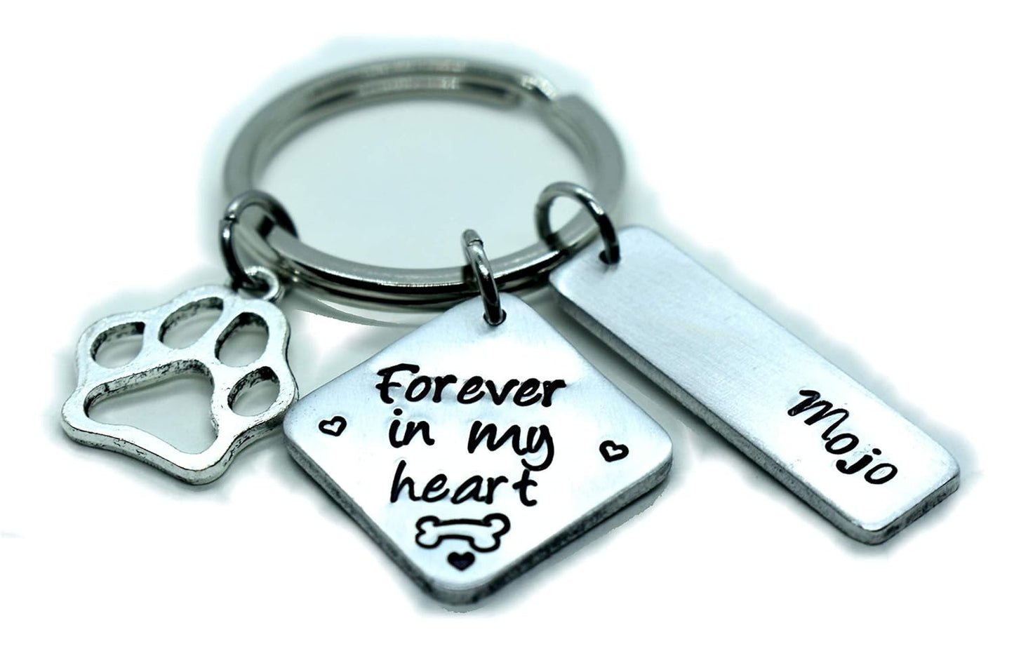 Personalized dog memorial keychain, dog loss sympathy gift, forever in my heart, pet cat