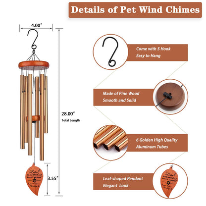 28" Pet Memorial Wind Chimes, Dog Memorial Gifts, Pet Loss Gifts