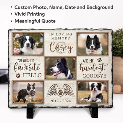 Personalized Pet Memorial Stone, Loss of Dog Sympathy Gift - Customizable Photo Name Memorial Garden Stone, White Headstone Maker, Ideal Dog Passing Away Gifts, Sympathy Gifts for Pet Lovers