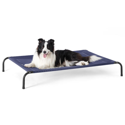 Bedsure Elevated Raised Cooling Cots Bed for Large Dogs, Portable Indoor & Outdoor Pet Hammock with Skid-Resistant Feet, Frame with Breathable Mesh, Grey, 49 inches