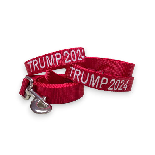 TRUMP 2024 Custom Embroidered DOG COLLAR AND LEASH SET in All Sizes, Donald Trump Election Gift, Republican Gift, Handmade in USA (X-Small 5/8" x 7-11")