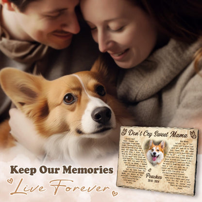 Personalized Pet Memorial Stone, Loss of Dog Sympathy Gift - Customizable Photo Name Memorial Garden Stone, White Headstone Maker, Ideal Dog Passing Away Gifts, Sympathy Gifts for Pet Lovers