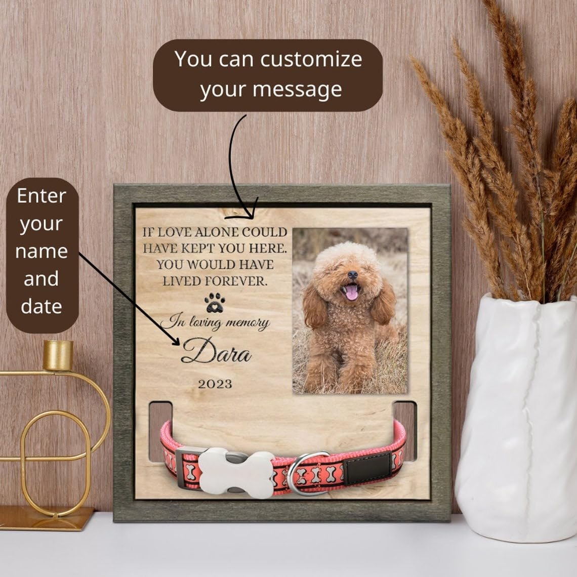 Personalized Dog Collar Memorial Frames, Pet Memorial Frame, Dog Lover Gift