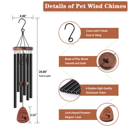 28" Pet Memorial Wind Chimes, Dog Memorial Gifts, Pet Loss Gifts