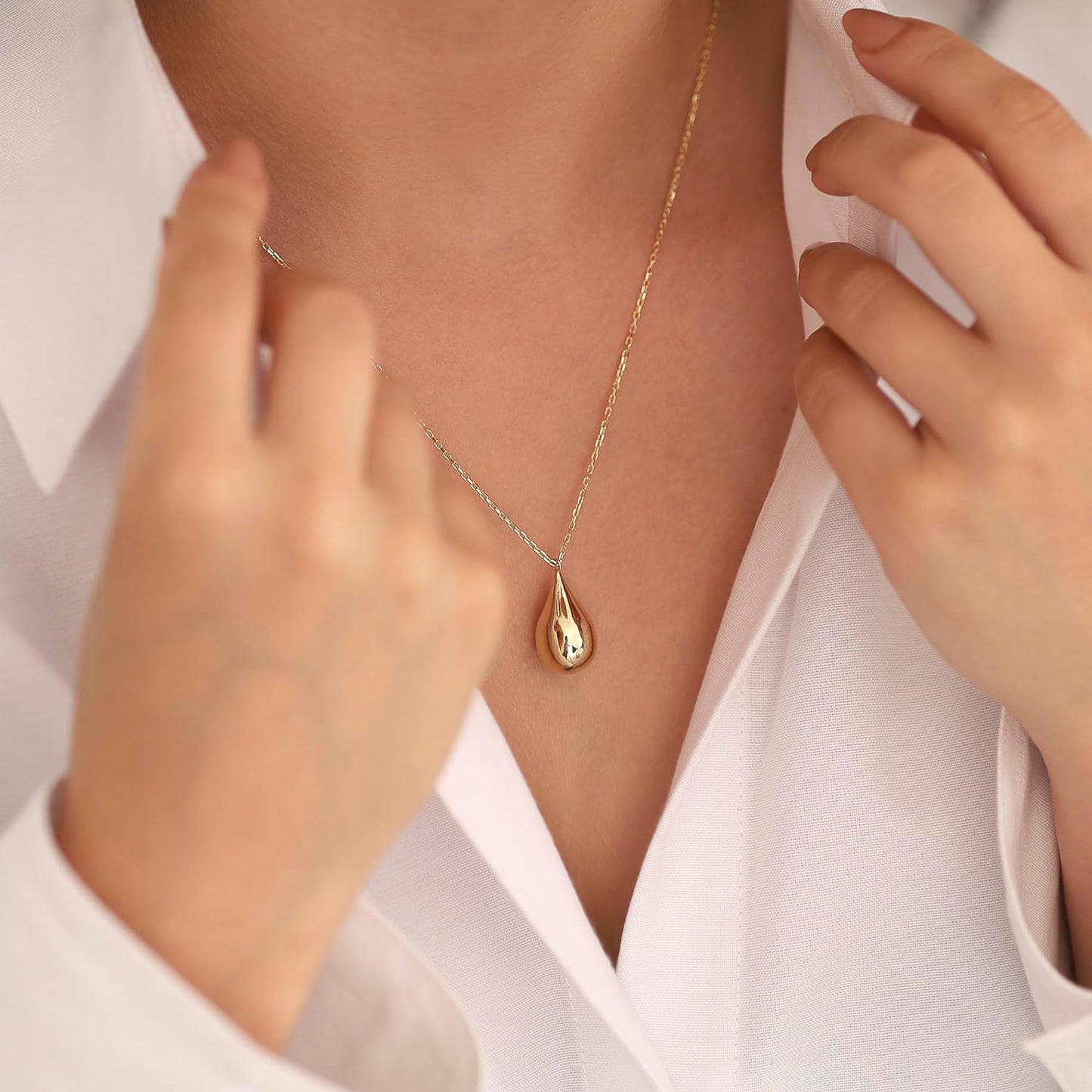 10k Gold Teardrop Cremation Urn Necklace, Engravable Ash Holder Necklace, Custom Memorial Urn Necklace, Mom Dad Baby Ashes, Keepsake Pendant for Pet Ashes