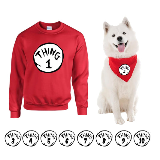 Matching Dog and Owner Sweaters Human thing 1 thing 2 Dr Seuss inspired For Family Christmas Pet Sets Pjs Pajamas Set Outfits Clothes Dogs Paws Mom Women Bandana Humans Doggy