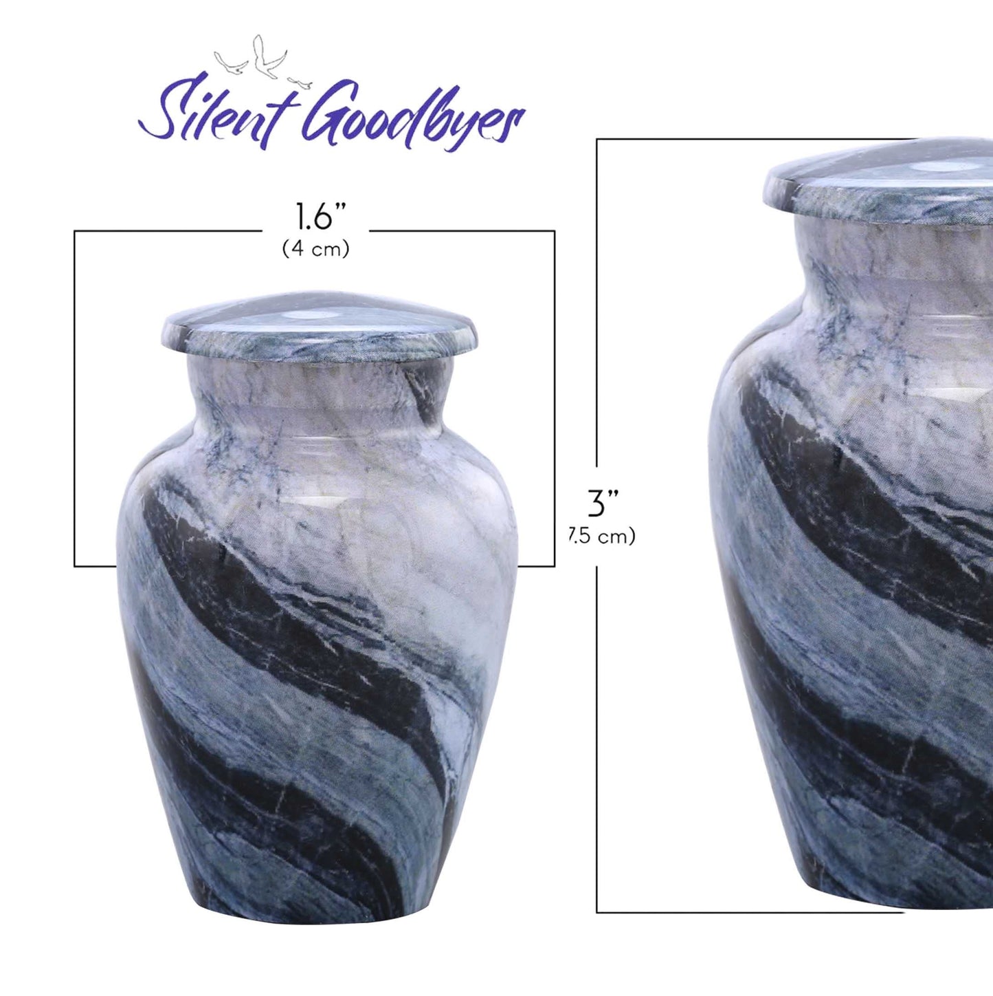 Small Marble Finish Cremation Urn for pet ashes