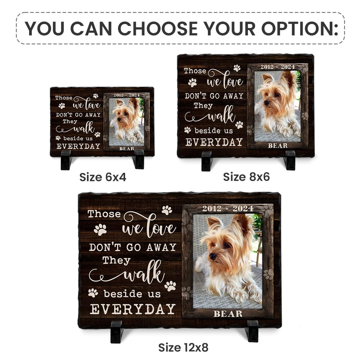 Personalized Pet Memorial Stone, Loss of Dog Sympathy Gift - Customizable Photo Name Memorial Garden Stone, White Headstone Maker, Ideal Dog Passing Away Gifts, Sympathy Gifts for Pet Lovers