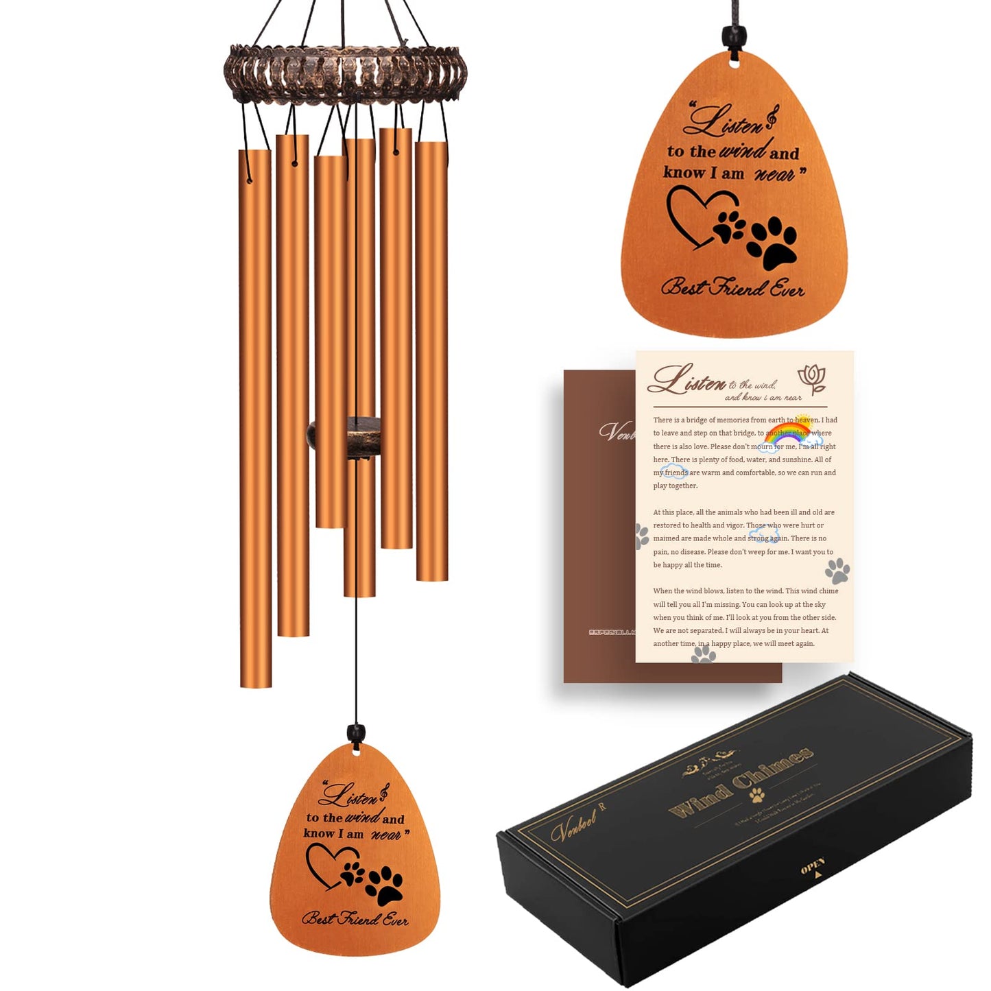 28" Pet Memorial Wind Chimes, Dog Memorial Gifts, Pet Loss Gifts