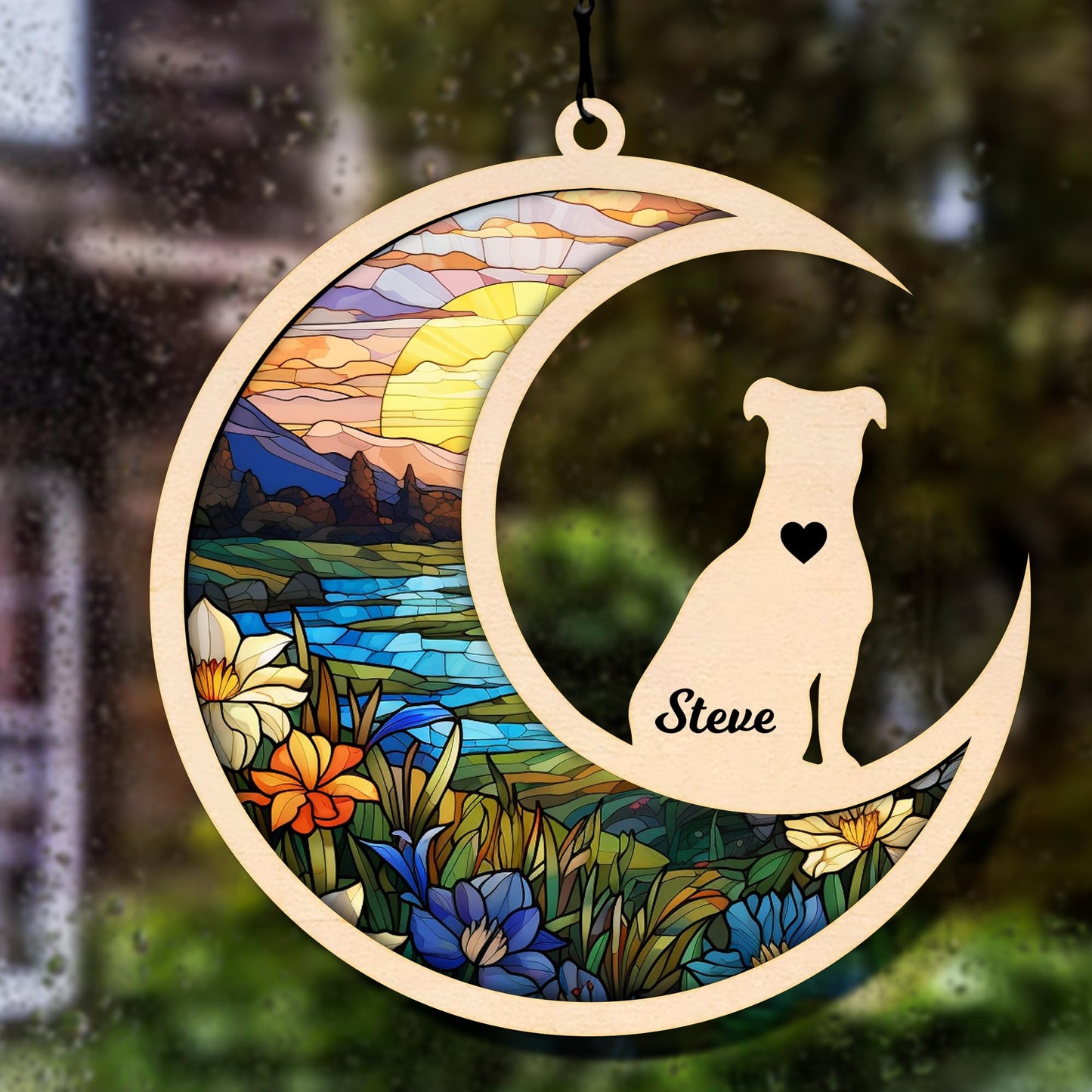 Dog Memorial Suncatcher, Personalized Pet Memorial Suncatcher with Custom Dog Breed and Name, Dog Memorial Gifts For Loss Of Dog, Dog Bereavement Gift SC60