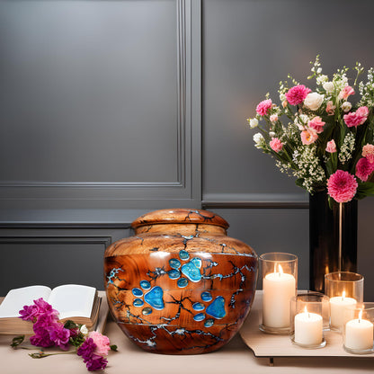 Engraved Wooden Cremation URN placed as Decorative items in a room or hall